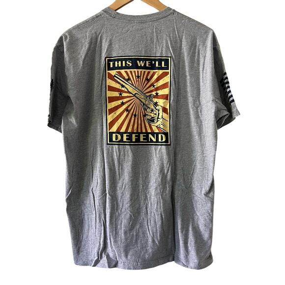 Grunt Style This We'll Defend Gray Men's Size XL Patriotic T Shirt - Picture 1 of 3